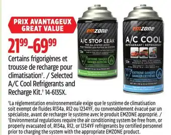 Canadian Tire Selected A/C Cool Refrigerants and Recharge Kit.† offer