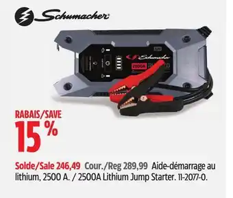 Canadian Tire Schumacher 2500A Lithium Jump Starter offer