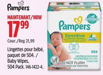 Canadian Tire Pampers Baby Wipes, 504 Pack offer