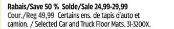 Canadian Tire Selected Car and Truck Floor Mats offer