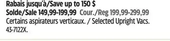 Canadian Tire Selected Upright Vacs offer