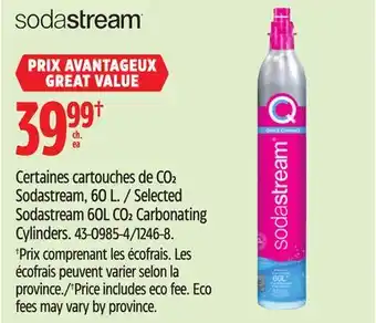 Canadian Tire Selected Sodastream 60L CO2 Carbonating Cylinders offer