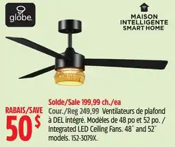 Canadian Tire Globe Integrated LED Ceiling Fans offer