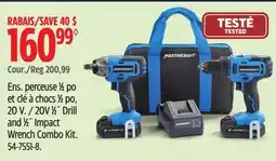 Canadian Tire Mastercraft 20V 1⁄2˝ Drill and 1⁄2˝ Impact Wrench Combo Kit offer