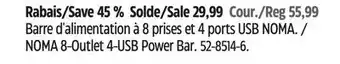 Canadian Tire NOMA 8-Outlet 4-USB Power Bar offer