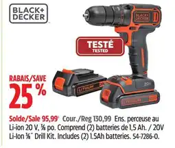 Canadian Tire BLACK + DECKER 20V Li-Ion 3⁄8˝ Drill Kit offer