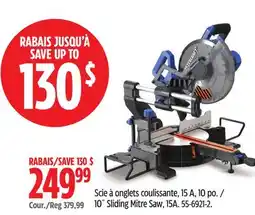 Canadian Tire Mastercraft 10˝ Sliding Mitre Saw, 15A offer