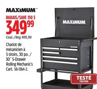 Canadian Tire Maximum 30˝ 5-Drawer Rolling Mechanic's Cart offer