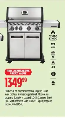 Canadian Tire Napoleon Legend LD4X Stainless-Steel BBQ with Infrared Side Burner offer