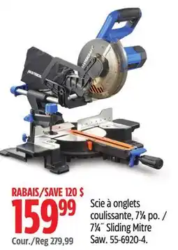 Canadian Tire Mastercraft 71⁄4˝ Sliding Mitre Saw offer