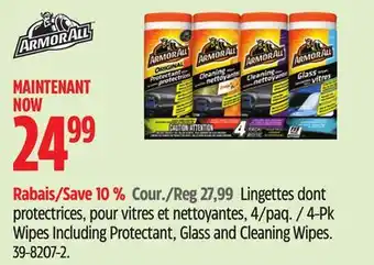Canadian Tire Armor All 4-Pk Wipes Including Protectant, Glass and Cleaning Wipes offer