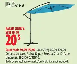 Canadian Tire Living Selected 7´ or 10´ Patio Umbrellas offer