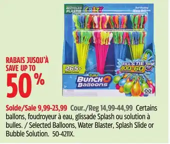 Canadian Tire Selected Balloons, Water Blaster, Splash Slide or Bubble Solution offer