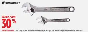 Canadian Tire 6˝ and 10˝ Adjustable Wrench Set offer