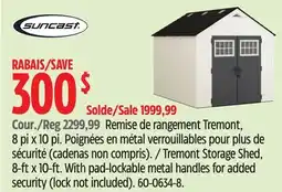 Canadian Tire Suncast Tremont Storage Shed, 8-ft x 10-ft. With pad-lockable metal handles for added security offer