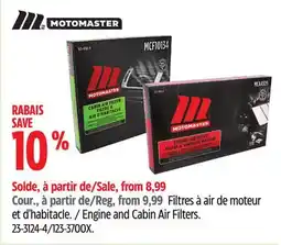 Canadian Tire MotoMaster Engine and Cabin Air Filters offer