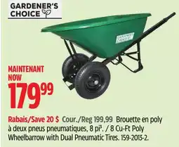 Canadian Tire Gardener Choice 8 Cu-Ft Poly Wheelbarrow with Dual Pneumatic Tires offer