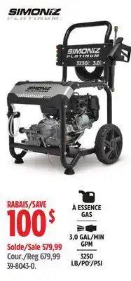 Canadian Tire Simoniz Platinum 3250 PSI Gas Pressure Washer offer