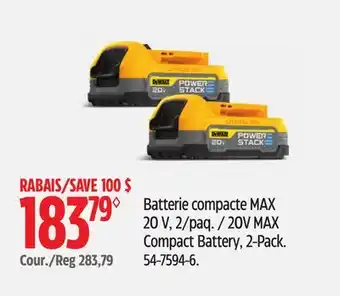Canadian Tire DEWALT 20V MAX Compact Battery, 2-Pack offer