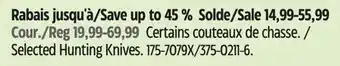 Canadian Tire Selected Hunting Knives offer