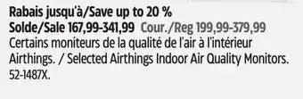 Canadian Tire Selected Airthings Indoor Air Quality Monitors offer