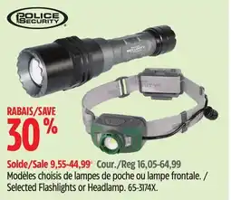 Canadian Tire Police Security Selected Flashlights or Headlamp offer