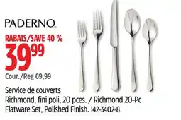 Canadian Tire Paderno Richmond 20-Pc Flatware Set, Polished Finish offer