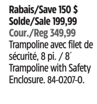 Canadian Tire Jumptek 8´ Trampoline with Safety Enclosure offer