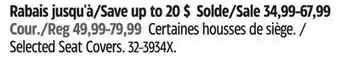 Canadian Tire Selected Seat Covers offer