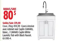 Canadian Tire Canvas Caplin White Laundry Tub with Black Faucet offer