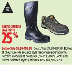 Canadian Tire Men's Safety Boots and Hikers offer