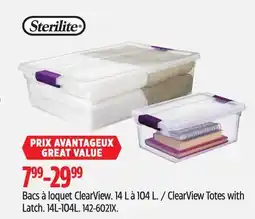 Canadian Tire Sterilite ClearView Totes with Latch offer