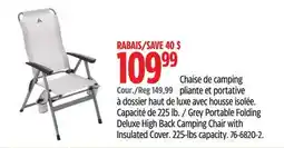 Canadian Tire Grey Portable Folding Deluxe High Back Camping Chair with Insulated Cover offer