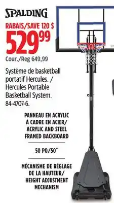 Canadian Tire SPALDING Hercules Portable Basketball System offer
