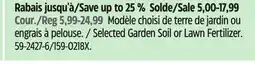Canadian Tire Selected Garden Soil or Lawn Fertilizer offer