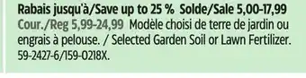 Canadian Tire Selected Garden Soil or Lawn Fertilizer offer