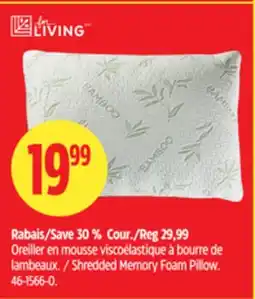 Canadian Tire for LIVING Shredded Memory Foam Pillow offer
