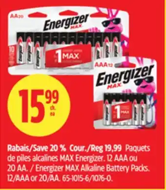 Canadian Tire Energizer MAX Alkaline Battery Packs offer