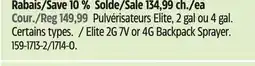 Canadian Tire Scotts Elite 2G 7V or 4G Backpack Sprayer offer