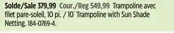 Canadian Tire Plum 10´ Trampoline with Sun Shade Netting offer