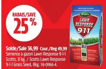 Canadian Tire Scotts Lawn Response 9-1-1 Grass Seed, 8kg offer