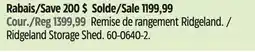 Canadian Tire Suncast Ridgeland Storage Shed offer