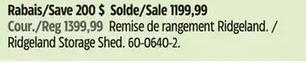 Canadian Tire Suncast Ridgeland Storage Shed offer