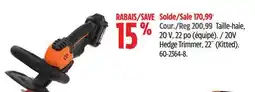 Canadian Tire Worx 20V Hedge Trimmer, 22˝ (Kitted) offer