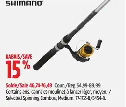 Canadian Tire Shimano Selected Spinning Combos, Medium offer