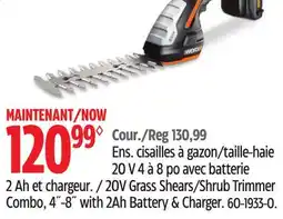 Canadian Tire WORX 20V Grass Shears/Shrub Trimmer Combo 4 - 8 with 2Ah Battery & Charger offer