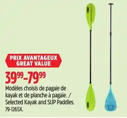 Canadian Tire Selected Kayak and SUP Paddles offer