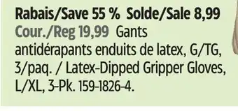 Canadian Tire Yardworks Latex-Dipped Gripper Gloves, L/XL, 3-Pk offer