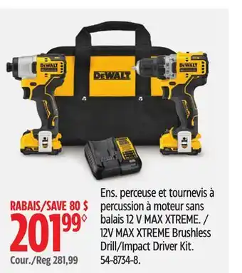 Canadian Tire Dewalt 12V MAX XTREME Brushless Drill/Impact Driver Kit offer