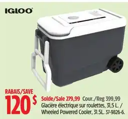 Canadian Tire Igloo Wheeled Powered Cooler, 31.5L offer